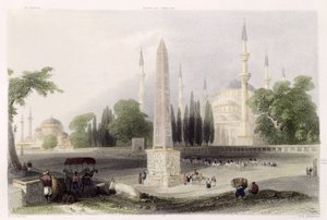 Um obelisco egípcio no Atmeidan, ou Hipódromo, Istambul, gravado por GK Richardson, c.1850 (aquatint)