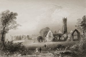 Abadia Agostiniana em Adare, Condado de Limerick, na Irlanda, de "Cenário e Antiguidades da Irlanda" por George Virtue, de 1860 de William Henry Bartlett