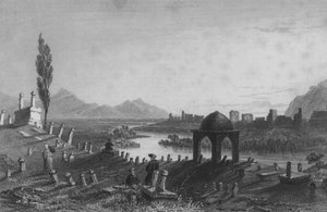 Cemitério e Muralhas de Antioquia, o Anathoth Antigo, olhando para o leste em direção a Alepo de William Henry Bartlett