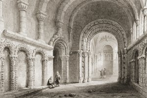 Capela de Cormac (construída entre 1127 e 1134), The Rock of Cashel, Condado de Tipperary, na Irlanda, de "Scenery and Antiquities of Ireland", de George Virtue, década de 1860