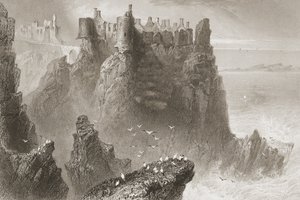 Castelo de Dunluce, Condado de Antrim, Irlanda do Norte, de &39;Cenário e antiguidades da Irlanda&39; por George Virtue, década de 1860 de William Henry Bartlett