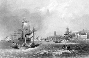 Gravesend, gravado por H. Adlard, publicado em &39;Finden&39;s Ports and Harbors&39;, 1842 de William Henry Bartlett