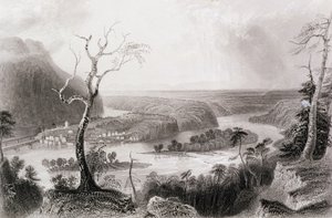 Harper&39;s Ferry, Virgínia Ocidental, de "A História dos Estados Unidos", vol. II, de Charles Mackay, gravado por G. Mills de William Henry Bartlett