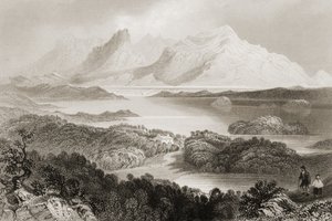 Lago Garromin, Connemara, Condado de Galway, de "Cenário e Antiguidades da Irlanda" por George Virtue, de 1860 de William Henry Bartlett