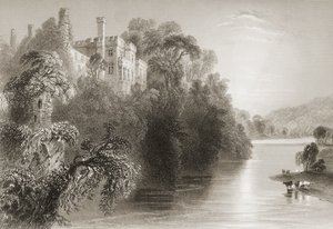 Lismore Castle, Lismore, Condado de Waterford, na Irlanda, de "Cenário e Antiguidades da Irlanda" por George Virtue, de 1860 de William Henry Bartlett