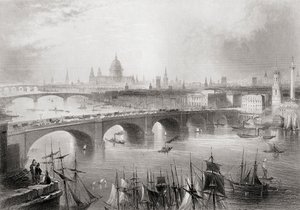 Londres, Southwark e Blackfriars pontes sobre o rio Tâmisa, Londres, Inglaterra, de &39;Cyclopaedia of Useful Arts and Manufactures&39; por Charles Tomlinson de William Henry Bartlett