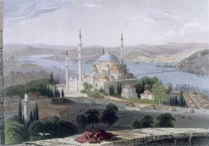 Mesquita e tumba de Suleiman, c.1850 (aquatinta colorida) de William Henry Bartlett