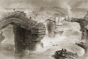 Pontes naturais perto de Kilkee, Condado de Clare, Irlanda, de &39;Cenário e antiguidades da Irlanda&39; ser George Virtue, de 1860 de William Henry Bartlett