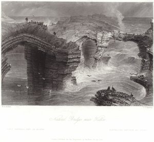 Pontes naturais perto de Kilkee de William Henry Bartlett