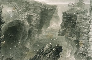 Puffin Hole em Kilkee, Condado de Clare, na Irlanda, de "Cenário e antiguidades na Irlanda" por George Virtue, de 1860 de William Henry Bartlett