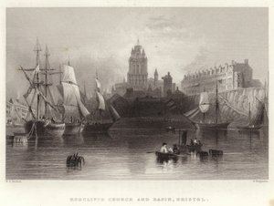 Igreja de Redcliffe e bacia, Bristol de William Henry Bartlett