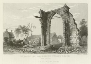 Restos de Bycknacre Priory, Essex, perto de Danbury de William Henry Bartlett
