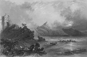 Restos do porto de Selêucia, perto de Suadeah, Monte Casius à distância de William Henry Bartlett
