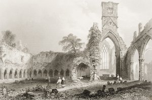 Sligo Abbey, Condado de Sligo, na Irlanda, de "Cenário e Antiguidades da Irlanda" por George Virtue, de 1860 (gravura) de William Henry Bartlett