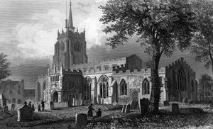 Igreja de Santa Maria, Chelmsford, gravada por William Watkins, 1832 de William Henry Bartlett