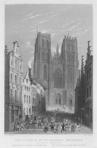 A Igreja de São Gudule, Bruxelas, A Máscara do Carnaval (gravura) de William Henry Bartlett