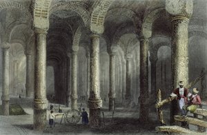 A Cisterna de Bin-Veber-Direg, ou As Mil e Uma, Istambul, gravada por J. Carter, c.1850 (aquatint)