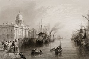 A alfândega, Dublin, de &39;Cenário e antiguidades da Irlanda&39; por George Virtue, de 1860