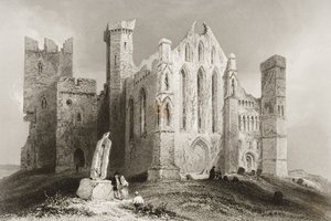 A rocha de Cashel, Condado de Tipperary, na Irlanda, de "Cenário e antiguidades da Irlanda" por George Virtue, década de 1860 (gravura) de William Henry Bartlett