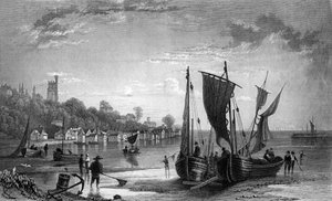 A aldeia de Leigh, perto de Southend, Essex, gravado por Charles Mottram, 1833 de William Henry Bartlett
