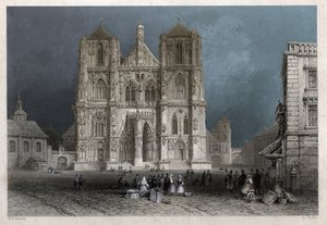 A catedral ou cúpula de São Pedro em Regensburg (Regensburg). cerca de 1830 (Gravura) de William Henry Bartlett