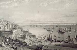 Vista, de, cobh, porto, olhar, Rostellan, município cortiça, irlanda, em, a, 1830s, de, &39;Scenery, and, antiquities, de, Ireland&39;, por, george, virtude, 1860s de William Henry Bartlett