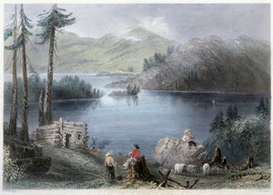 Vista do Lago e da Fronteira - em "Canadian scenery illustrated" por Bartlett W. H. de William Henry Bartlett