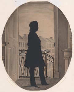 Silhueta de um jovem antes de uma janela aberta, de frente para a direita, antes de 1860. de William Henry Brown