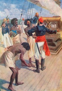 Os chefes foram então orientados a olhar para uma rocha a cerca de duas milhas no mar, e a arma foi disparada de William Henry Charles Groome