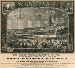 O grande encontro de Madiai de 1853 da Aliança Protestante em Exeter Hall, Londres