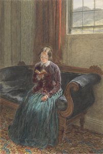 A Lady Reading, chamada Mrs. William Hunt, c.1835 (guache e wc sobre grafite no papel) de William Henry Hunt