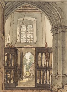 Interior da torre sineira da igreja de Bushey