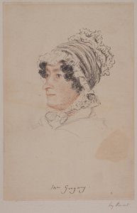 Sra. Hannah Gregory (giz vermelho e cinza sobre papel) de William Henry Hunt