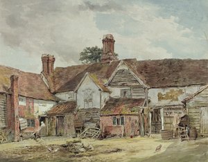 Construções Antigas, c.1815 (wc sobre grafite sobre papel) de William Henry Hunt