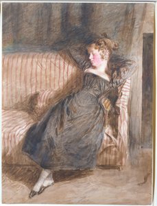 Jovem garota dormindo em um sofá (wc e lápis) de William Henry Hunt