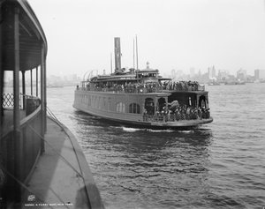 Um ferry boat, Nova York, c.1900 (foto a p/b)