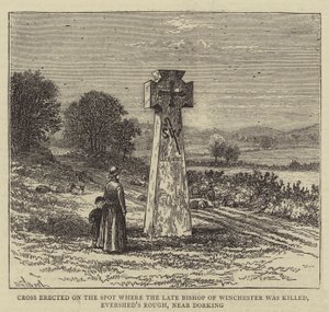 Cruz erguida no local onde o falecido Bispo de Winchester foi morto, Evershed&39;s Rough, perto de Dorking de William Henry James Boot