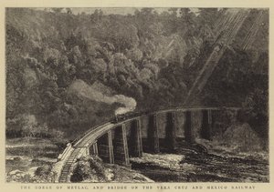 O desfiladeiro de Metlac e ponte sobre a Ferrovia Vera Cruz e México