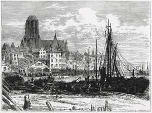 Vista de Frankfort-on-the-Main com a Igreja das Damas Brancas ao fundo, gravada por Cutts e Harrison de William Henry James Boot