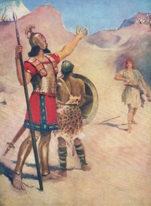Davi e Golias, de O Livro de Gravuras da Bíblia, publicado por Thomas Nelson, c.1950 de William Henry Margetson