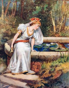 "Não chore, querida princesa", disse o Sapo. &39;Eu posso recuperar sua bola para você&39; de William Henry Margetson