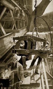 Rebitagem hidráulica na ponte para frente de William Henry Margetson