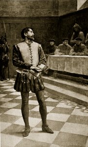 O julgamento de Adam Wallace, 1550, ilustração da "Hutchinson&39;s Story ofthe British Nation", c.1923 de William Henry Margetson