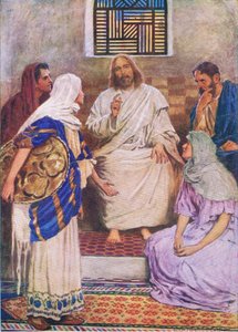 As duas irmãs, do Livro de Gravuras da Bíblia, publicado por Thomas Nelson, c.1950 de William Henry Margetson