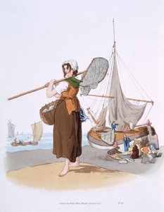 Shrimper Feminino, de &39;Costume of Great Britain&39;, publicado por William Miller, 1805 de William Henry Pyne