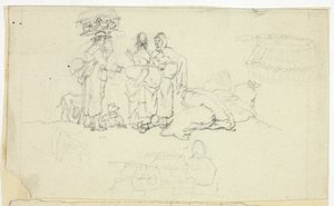 Figuras com Mercadorias e Três Esboços de William Henry Pyne