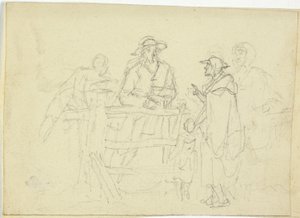 Quatro figuras em uma cerca de William Henry Pyne
