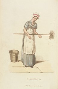 A empregada doméstica do "mundo em miniatura", 1827 (impressão) de William Henry Pyne