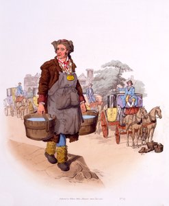 Watercarrier com sua licença GR 198 (Georgius Rex), de &39;The Costumes of Great Britain; Visão rara e convincente das classes trabalhadoras no trabalho &39;, 1808 de William Henry Pyne