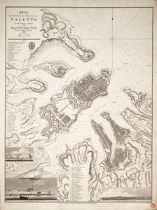 Plano dos portos e fortificações de Valeta, na ilha de Malta, c.1821 (gravura) de William Henry Smyth